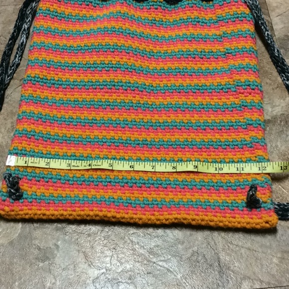 Bright candy striped handmade drawstring backpack main image 6